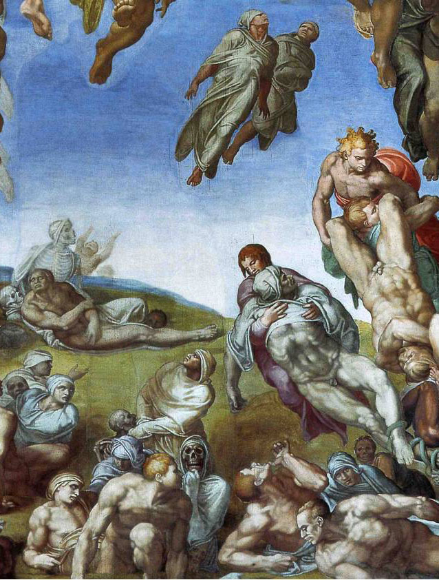 Michel-Ange, Le Jugement Dernier, détail de la résurrection, 1536-1541, fresque, Vatican, Chapelle Sixtine.